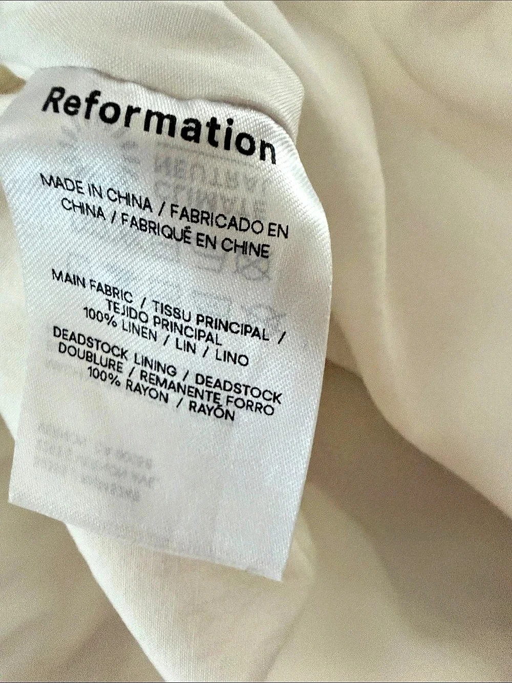 Reformation Wide Leg Lined Linen Pants White XS Like New